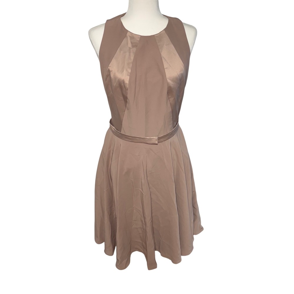 Lela Rose Bridesmaid Dress Topaz Open Back Cocktail Womens 8 Renaissance Satin